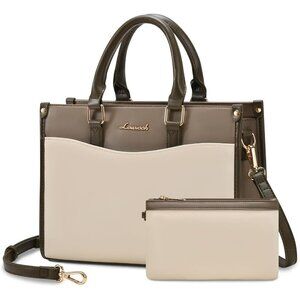 Women Khaki-White-Green- PU Leather Shoulder Satchel Bag Top Handle Tote Bags